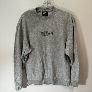 Nike Embroidered Sweatshirt Spellout Gray Crewneck
